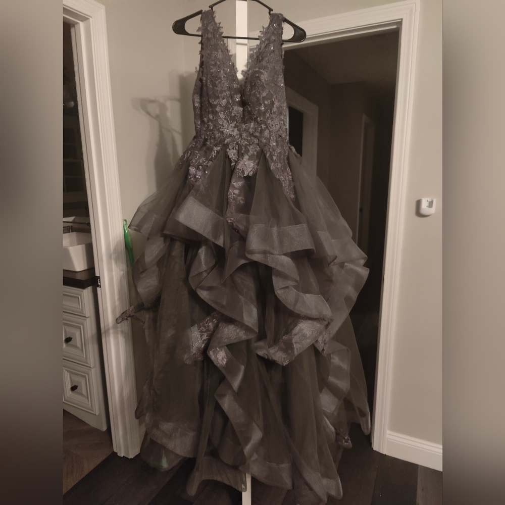 Gray corset style top gown